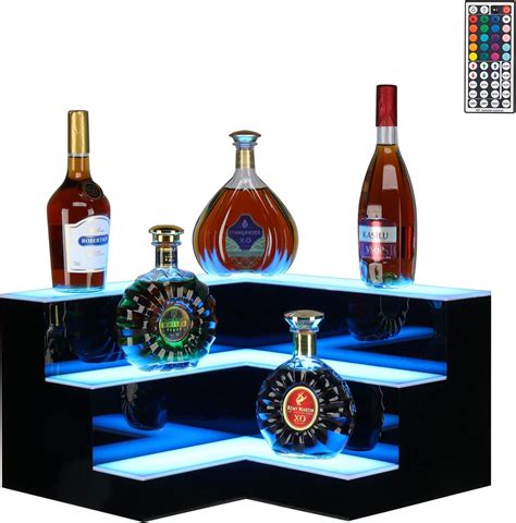 Buy Rovsun 3 Step 20 Inch Corner Led Lighted Liquor Bottle Display Shelf Bar Shelf With Remote