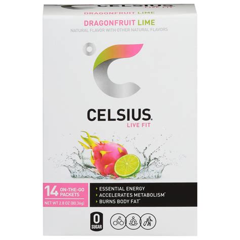 Save On Celsius Live Fit On The Go Dragonfruit Lime Powder Sticks