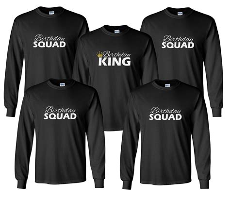 Long Sleeve Birthday Squad Shirts 2 Bday King T Shirts T For Him Funny Party Mens