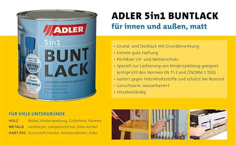 ADLER 5in1 Buntlack für Innen und Außen 375ml Wetterfester Lack und