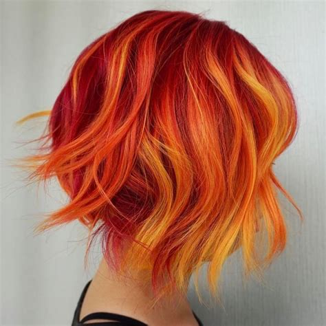 Red Hair Fire Ombre Hair Short Ombre Hair Bright Hair