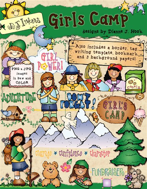 Clip Art And Projects For Girls Camp And Girl Scouts By Dj Inkers Clip Art Library