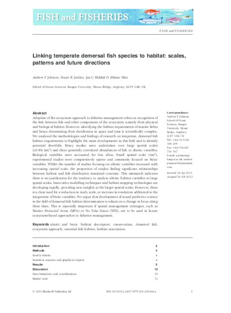 (PDF) Linking temperate demersal fish species to habitat: scales, patterns and future directions ...