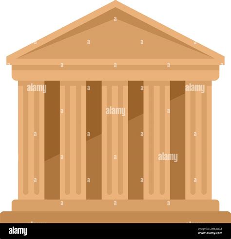 Ancient Greek Temple Icon Flat Vector Parthenon Column Greece Pillar