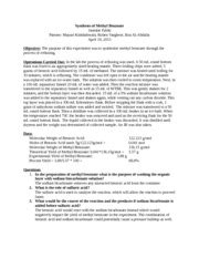 Synthesis of Methyl Benzoate - Synthesis of Methyl Benzoate Jasmine Faldu Partner: Mayuri ...