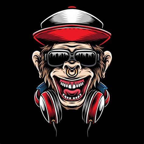 Premium Vector Monkey Head With Headphone Monkey Art Monkey