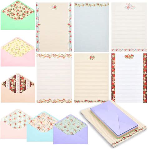 Amazon.com : Vintage Floral Stationery Paper and Envelope Set (10.2 x 7 ...