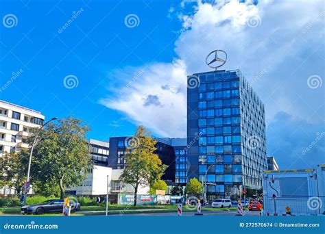 Berlin Germany October The Mercedes Benz Logo On Top Of The