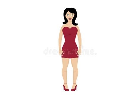 Mujer Atractiva En Vector Rojo Del Vestido Ilustración Del Vector Ilustración De Morena