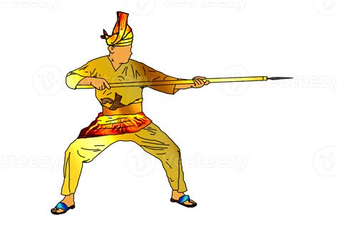 Malay Nusantara Warrior Movement Pattern With Hold Spear 23791120 Png