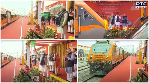 PM Modi In Ayodhya Modi Flags Off Amrit Bharat Vande Bharat Trains