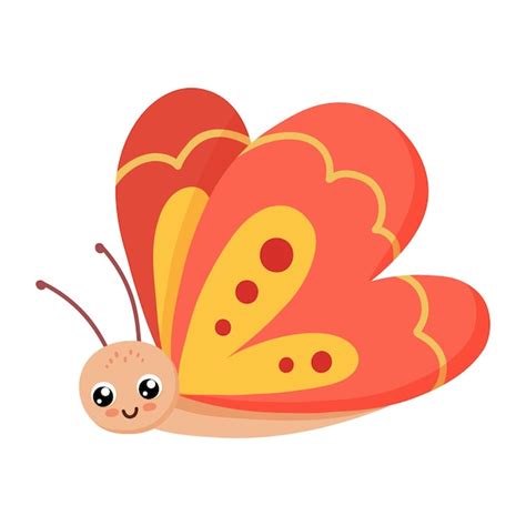 Premium Vector Cute Red Smiling Butterfly Isolated On White