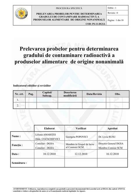 Pdf Prelevarea Probelor Pentru Determinarea Gradului De Cele De