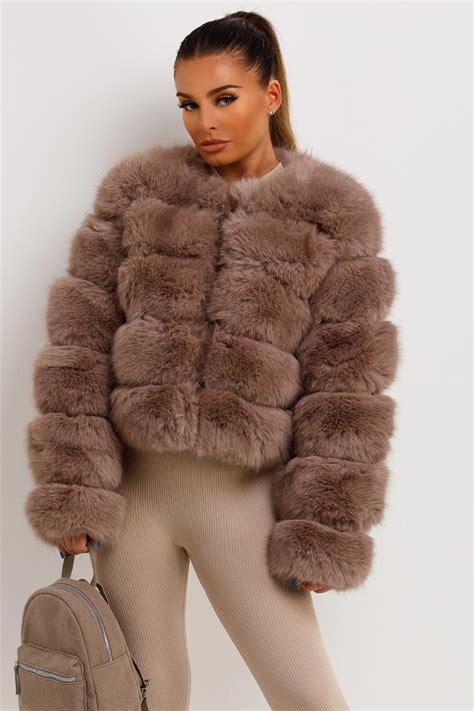 Faux Fur Bubble Coat Tan Uk