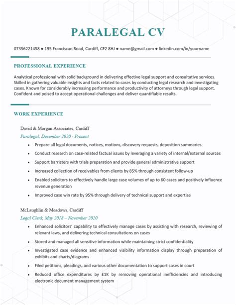 Paralegal Cv Example Template And Tips [free Download]