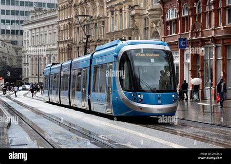 West Midlands Metro tram in Corporation Street, Birmingham city centre, UK Stock Photo - Alamy