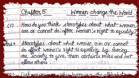 Class Th Civics Chapter Women Change The World Question Answer