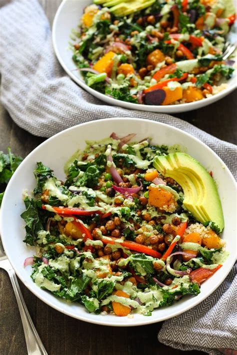 Warm Tahini Kale And Quinoa Bowl Roasted Chickpeas The Girl On Bloor