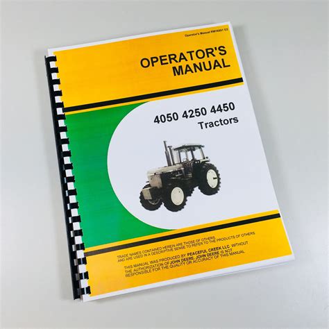 Operators Manual For John Deere 4050 4250 4450 Tractor Owners Maintena