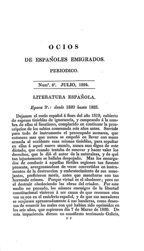 Ocios de españoles emigrados periódico mensual Tomo I núm 4 julio