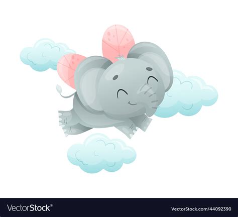 Funny Grey Elephant With Large Ear Flaps And Trunk