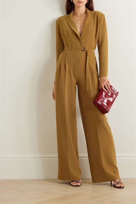 Norma Kamali Belted Pleated Stretch Jersey Jumpsuit Net A Porter