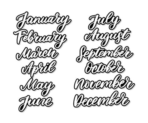 Handwritten Names Of Months December January February March April