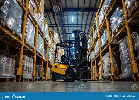 Forklift Truck In Warehouse Stock Illustration Illustration Of Pallet Factory 305614383