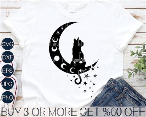 Mystical Cat Svg Celestial Png Sublimation Witchy Boho Women Tshirt Svg