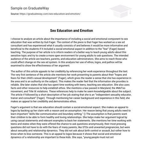 ⇉sex Education And Emotion Essay Example Graduateway