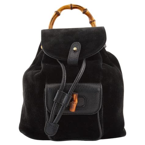 Gucci Vintage Bamboo Backpack Suede Mini At 1stdibs