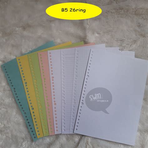 Jual B5 26ring Isi Binder Refill Loose Leaf Kertas File Filler Color