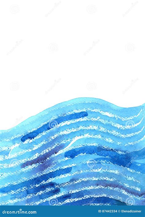 Fondo Pintado A Mano De La Acuarela Con Las Ondas Azules Abstractas