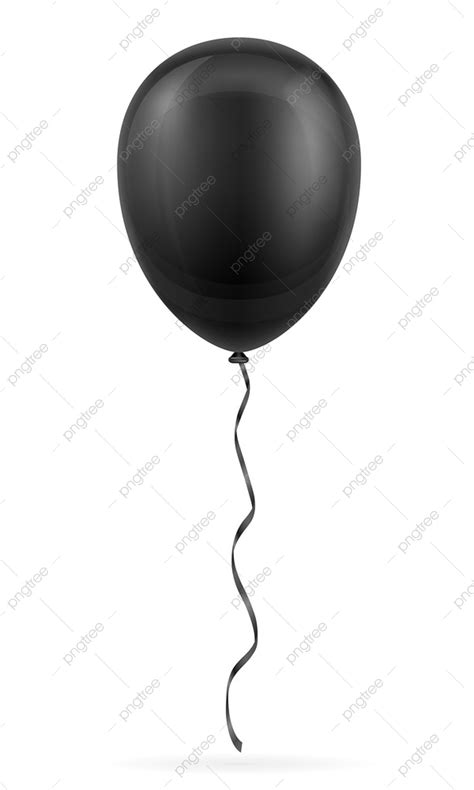 Gambar Balon Hitam Perayaan Memompa Helium Dengan Ilustrasi Vektor Pita