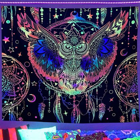 Welliumy Wall Hanging Black Light Tapestry Trippy Tapestries Dorm Room