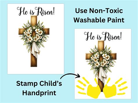 He Is Risen Handprint Art Craft Printable Easter Handprint Craft For