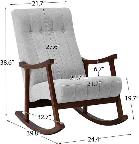 Upholstered Rocking Chair With Fabric Padded Seat Comfortable Rocker