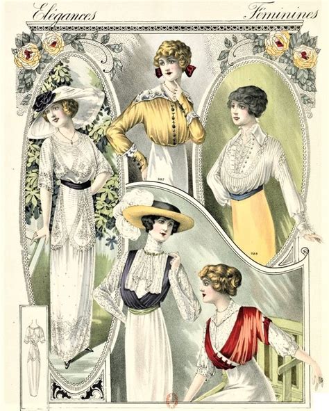 1913 Élégances Féminines Fashion illustration vintage Edwardian