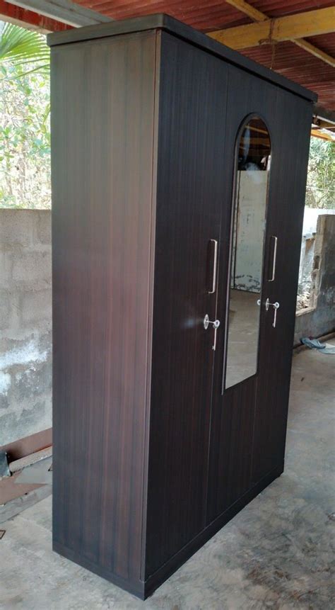 Door With Locker Brown Mild Steel Cupboard Shelves With Mirror At