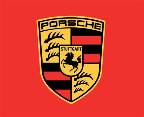 Porsche Brand Logo Car Symbol Design German Automobile Vector Illustration With Red Background ...