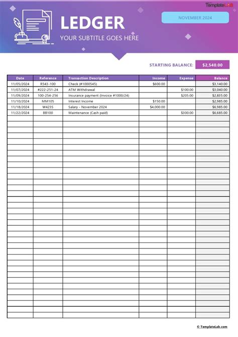 37 Perfect General Ledger Templates Excel Word Templatelab