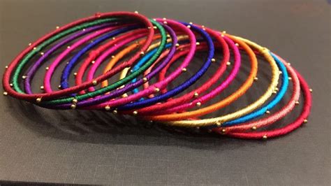 Multicolored Silk Thread Bangles Set (Set of 12) - Pink and You