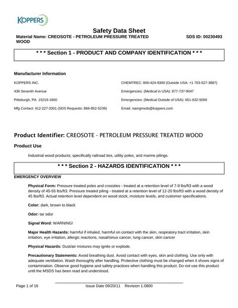 PDF Safety Data Sheet CEMC Creosote Pdf Safety Data Sheet