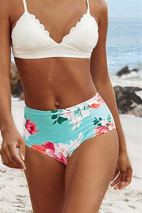 Bas de bikini taille haute imprimé floral chic Cupshe France