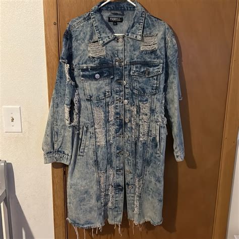 Thrill Jackets And Coats Ripped Denim Jacket Poshmark