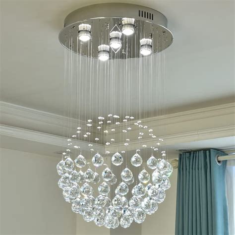 Sefinn Four Modern K Raindrop Crystal Chandelier Flush Mount Led