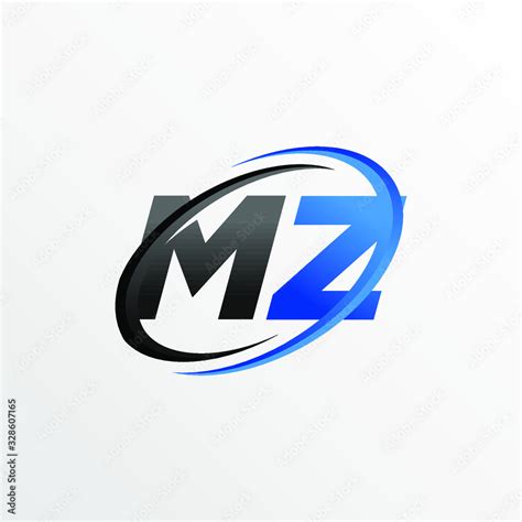 Initial Letters Mz Logo With Circle Swoosh Element Stock Vector Adobe