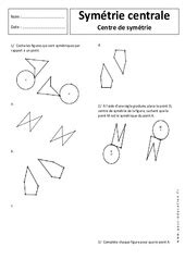 Symétrie centrale 5ème Exercices cours évaluation révision pdf à