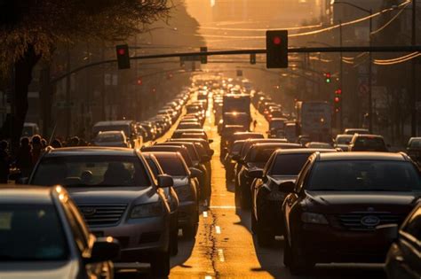 Premium Photo | A line of cars that are lined up on a street