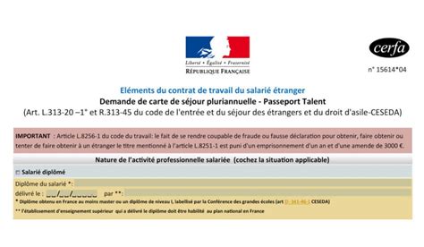 Autorisation De Travail Pour Un Tranger R Sidant En France